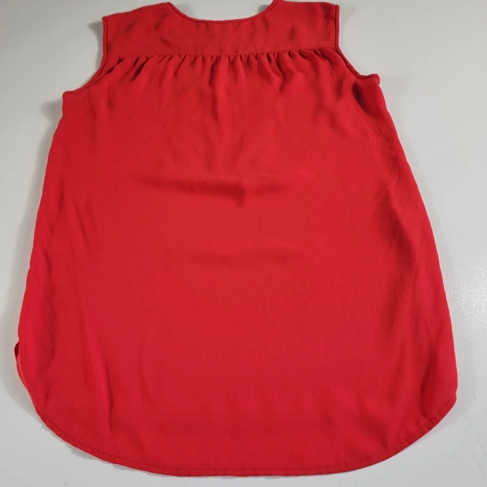 J. Crew Red Sleeveless Keyhole Front Top Blouse Size 2